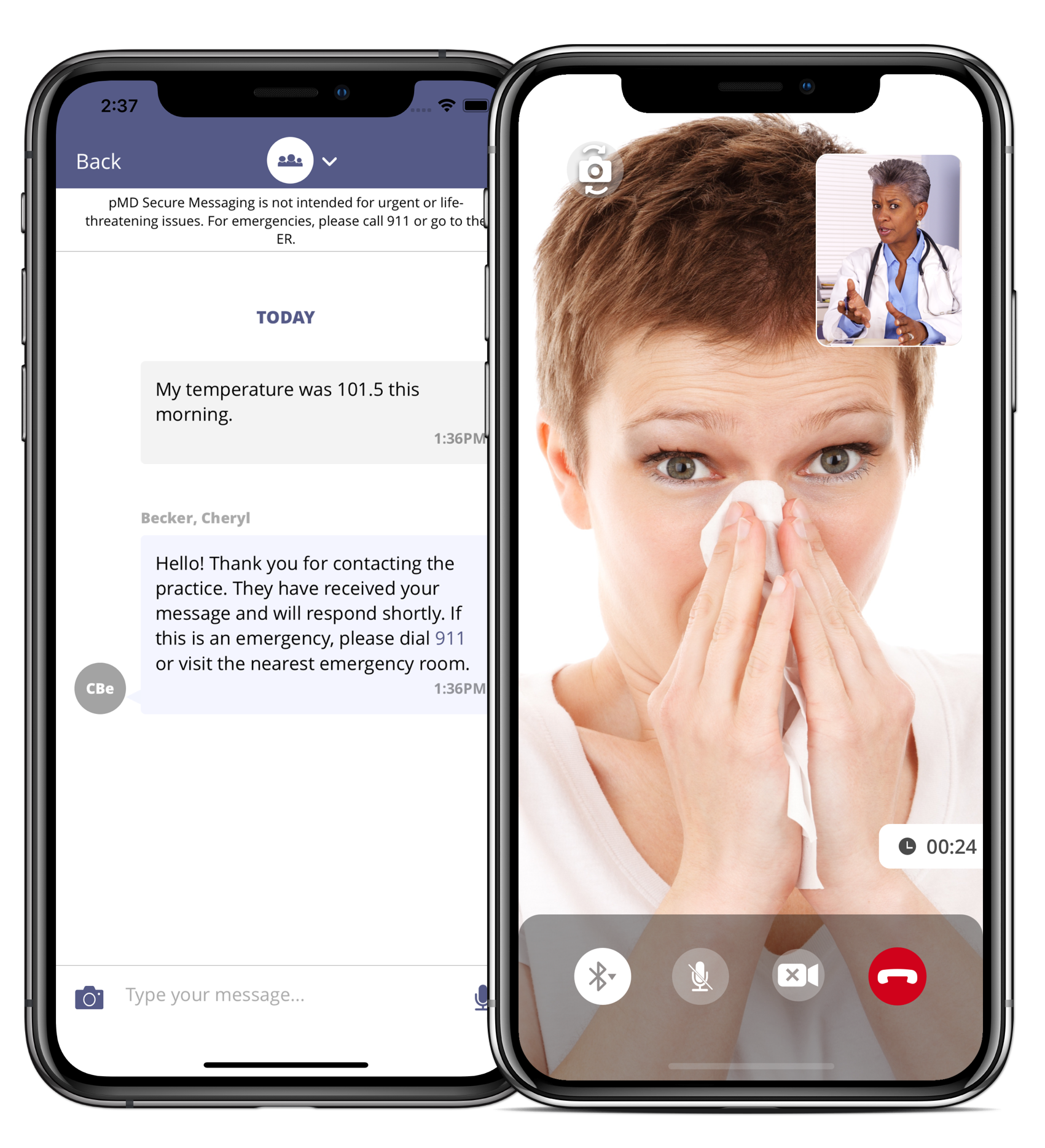 TeleHealth with pMD App Screen